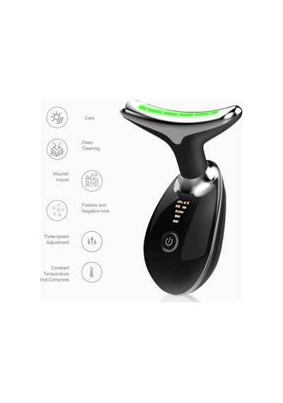 Valkyrie 7 Renk Titreşimli Yüz Boyun Ems Güzellik Cihazı Kırışık Gıdık Sarkma Giderici Siyah Siyah