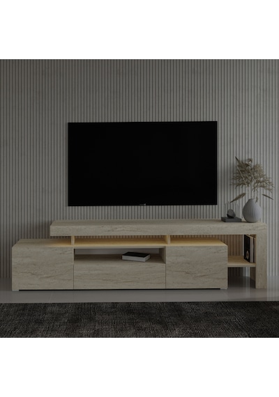 T0014 Led Işıklı Tv Sehpası - Traverten Traverten