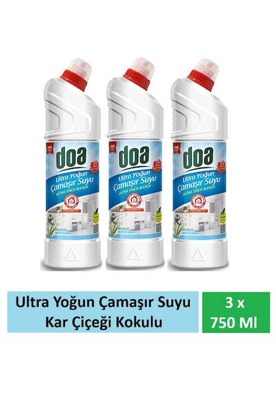 Doa Ultra Çamaşır Suyu Kar Beyazı 3 X 750 Ml 3'lü Set