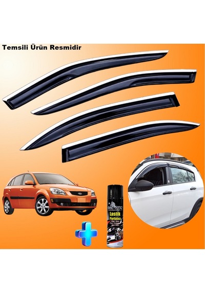Kia Rio Hb Cam Rüzgarlığı Abs Nikelajlı Krom Mügen Cam Rüzgarlığı 2006 - 2011 Arası + Ebrayn 500 Ml Lastik Parlatıcı