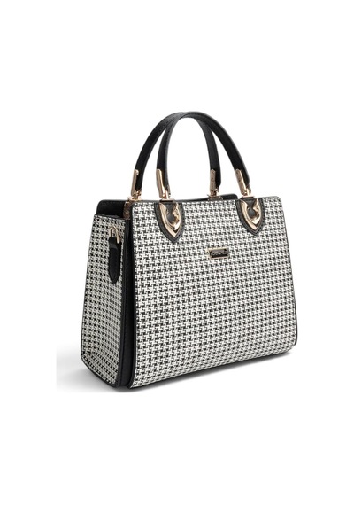 Silver & Polo Silver Polo Siyah - Siyah Kaz Ayağı Ekose Kadın El Çantası Sp1133