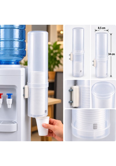 Şeffaf Sebil Bardaklığı 34 Cm 8,5 Cm Çap, Vidalı Montaj Aparatlı, Bpa İçermez