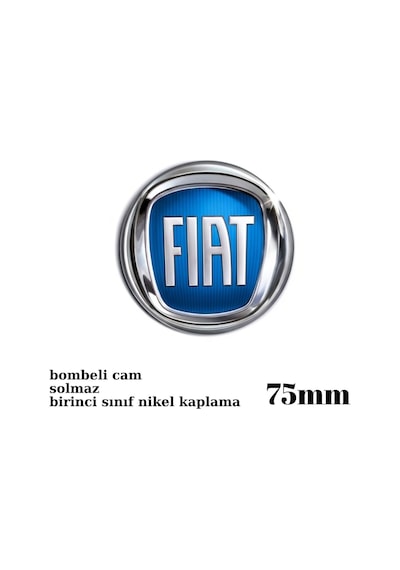 Fiat Logo Panjur Arması Nikel Yuvarlak Küçük Boy 7,5cm Mavi ZUM