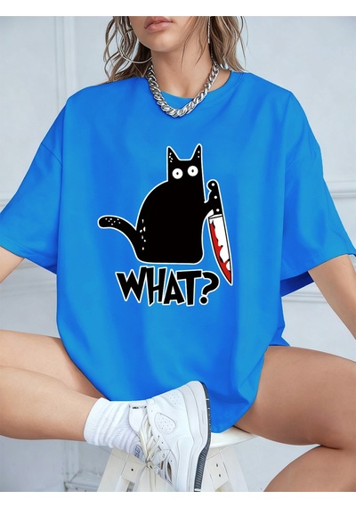 Noıssey Urban Pop Graphic Kadın Tişört Koleksiyonukod 5602 Bebe Mavi