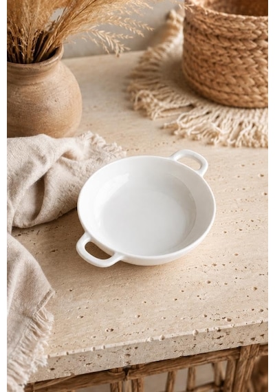 Çift Kulplu Beyaz Porselen Fırın Kabı Ve Servis Kasesi 12x15 Cm - Kahvaltılık Meze Ve Sufle Güveç Tabağı Diğer