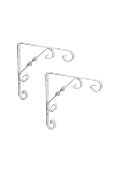 2 Adet Burgulu 20 x 25 cm Dekoratif Raf Altı Ayağı Konsol Beyaz