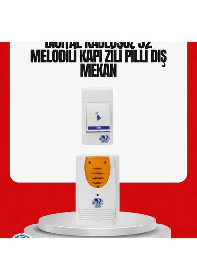 32 Melodili Kablosuz Kapı Zili Kolay Kurulumlu Sade Tasarım
