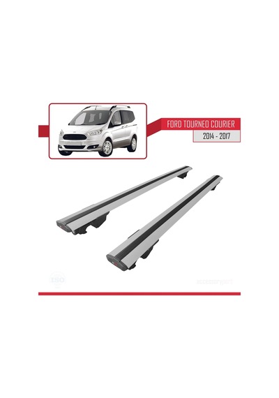 Ford Tourneo Courier 2014-2017 Arası İle Uyumlu Hook Model Anahtar Kilitli Ara Atkı Tavan Barı Gri