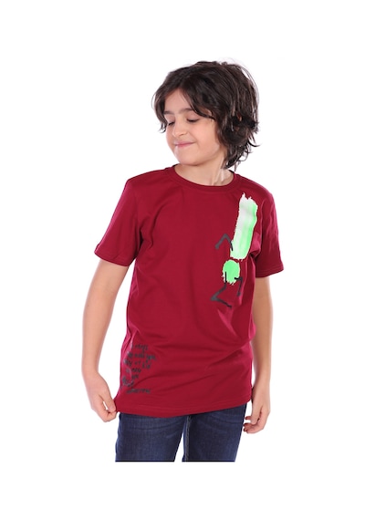 Toontoy Kids Toontoy Erkek Çocuk Yazı Baskılı Tişört Bordo