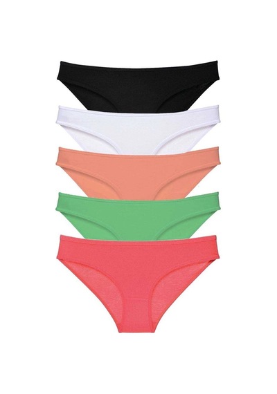 Hubrendy Tedarik 5 Adet Süper Eko Set Likralı Kadın Slip Külot 517 Çok Renkli