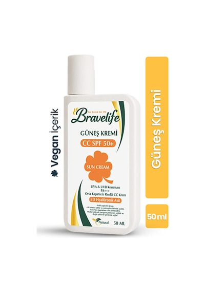 Aydınlatıcı Ton Eşitleyici C Vitamini Nemlendirici Vegan Güneş Koruyucu Krem Spf 50+