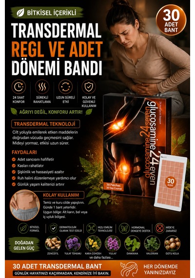 Regl Ve Adet Dönemi İçin 30 Adet Transdermal Bant Bitkisel İçerikli Ve Doğal