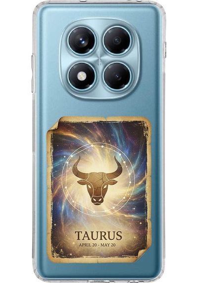 Redmi Note 14 Pro Plus İle Uyumlu Burç Kartları Boğa Tasarımlı Şeffaf Silikon Kılıf Şeffaf