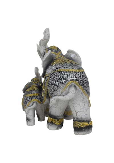 Lüks Nakış İşlemeli Anne Ve Yavru Fil Heykeli Feng Shui Şans Getiren Dekoratif Masaüstü Biblo 17 Cm. 74221562