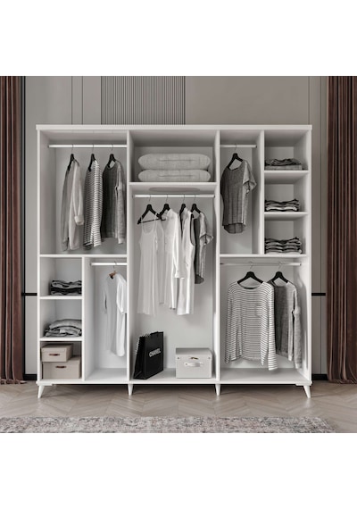 Roma Komple Mdf 6 Kapaklı Beyaz Gardırop