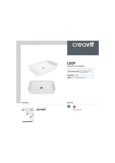 Deliksiz Dikdörtgen Lavabo 60 Cm Modern Tasarım İle Şık 508 Yeşil