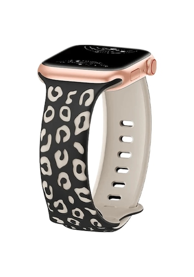Apple Uyumlu  Watch 10 42mm - 38/40/41mm Kordon Leopar Desen Yumuşak Silikon Kordon 2/3/4/5/6/se/7/8/9