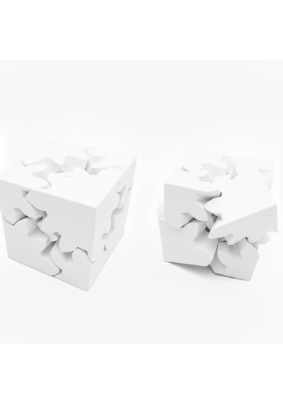 Mekanik Dişli Çarklı Zeka Küpü Hareketli Puzzle Yapı Bloğu - Eğitici Zeka Küpü Stres Oyuncağı-beyaz