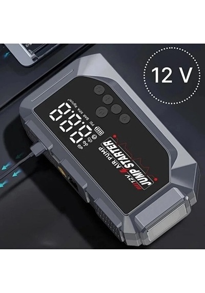 Vtn-605 Şarjlı 12.000 Mah Taşınabilir Çantalı Araç Akü Şarj Takviyeli Işıklı Ha Kompresörü Çok Renkli