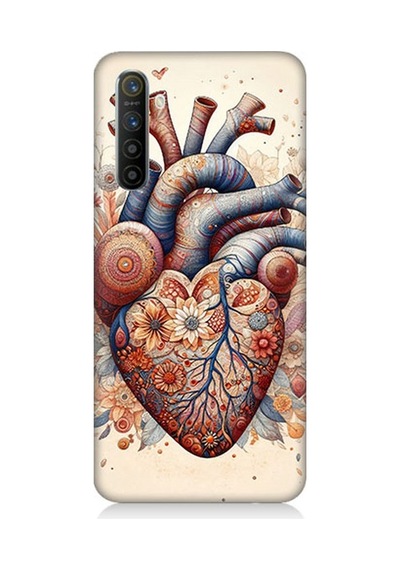 Realme X2 Uyumlu Çiçekli Kalpte Sevgi Desenli Silikon Kılıf Çok Renkli