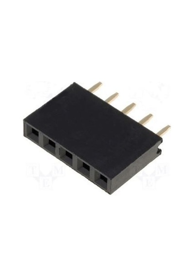 5 Pin Tek Sıra Dişi Header 180 Derece 1x5 Pin 2.54mm Soket Konnek
