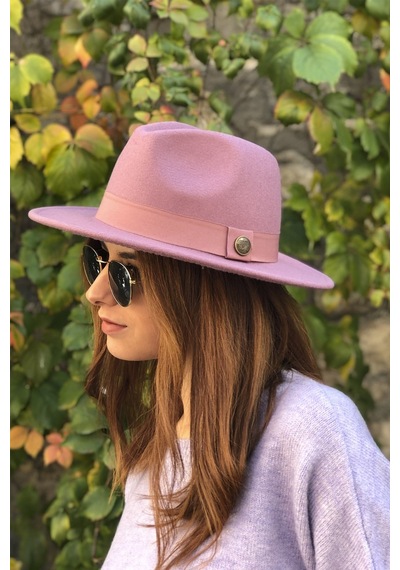 Külah Gül Kurusu Fötr Şapka - Standart Pembe