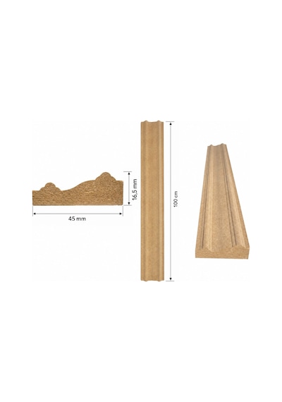 Dekoratif Çıta Desenli Boyanabilir Ham Mdf - 45 Mm Genişlik - 1 Metre Boy 1,8 Cm X 4,5cm X 100cm