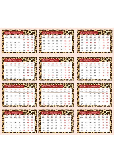 2027 Leopar Masa Takvimi 10x15 Cm Ebat-mini Şövalesi İle Birlikte Diğer