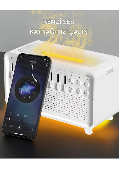 3in1 Işıklı Doğa Sesli Uyku Yardımcısı Buharlı Hava Nemlendirici Ve Bluetooth Hoparlör Cihazı