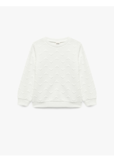 Koton Kalp Desenli Uzun Kollu Bisiklet Yaka Sweatshirt Ekru 7wmg10037ak