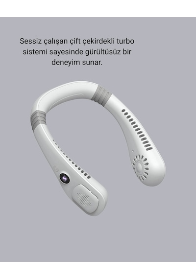 Kablosuz Giyilebilir Boyun Fanı Çift Motorlu Ve 5 Kademeli Hız Kontrolü