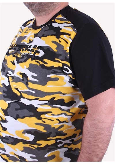 Starbattal Büyük Beden Shoulder Line Camouflage Erkek Tişört 23147 Hardal - Unisex Hardal