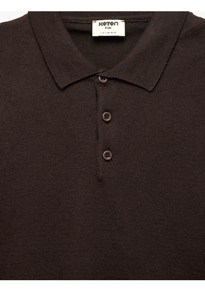Koton Pamuklu Triko Kahverengi Erkek Çocuk Polo Yaka T-shirt 7wkb90006tt