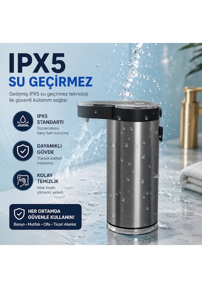 403838 Paslanmaz Tezgahüstü Sensörlü Sıvı Sabun Dispenseri Metal