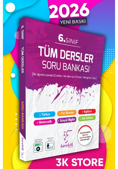 Karekök 6. Sınıf Tüm Dersler Soru Bankası Yeni Baskı