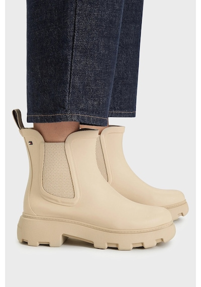Tommy Hilfiger Logolu Yüksek Taban Bot Kadın Bot Fw0fw09387 Acı Bej