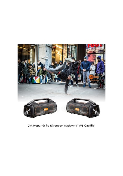 Lecoo DS153 Bluetooth 5.0 80W IPX5 Su Geçirmez RGB TWS Taşınabilir Hoparlör Siyah