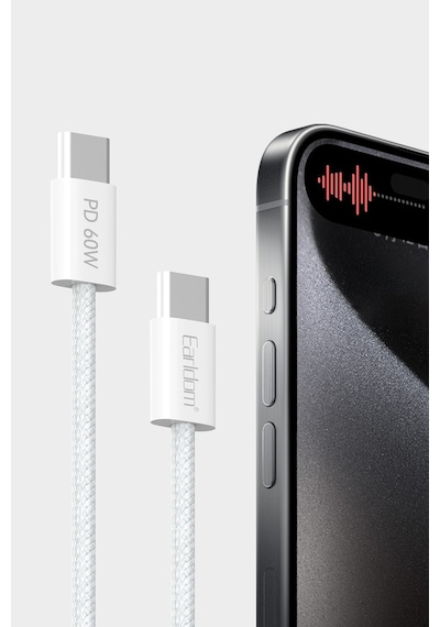 Earldom EC-190CC 2 M 60 W Apple iPhone 15 Serisi ile Uyumlu Type-C to Type-C PD Hızlı Şarj Kablosu