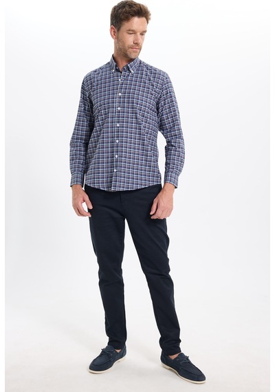 Tudors Regular Fit Rahat Kesim Düğmeli Yaka Uzun Kollu Kareli Pamuklu Lacivert Erkek Gömlek-52907 Tudors Regular Fit Rahat Kesim Düğmeli Yaka Uzun Kollu Kareli Pamuklu Lacivert Erkek Gömlek-52907