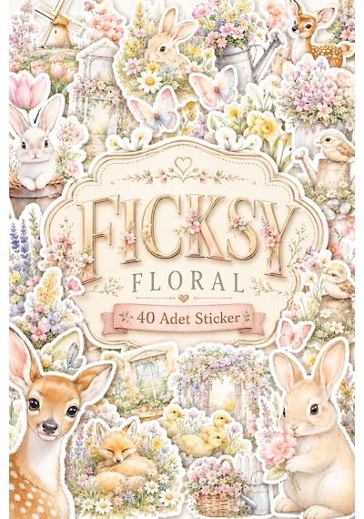 İlkbahar Çiçekleri Temalı Sticker Seti - 40 Adet Etiket Çıkartma Diğer