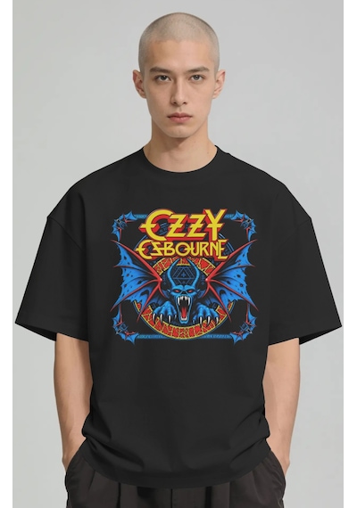 Ozzy Osbourne Rock Metal Şarkıcı Baskılı Unisex Oversize Premium Siyah