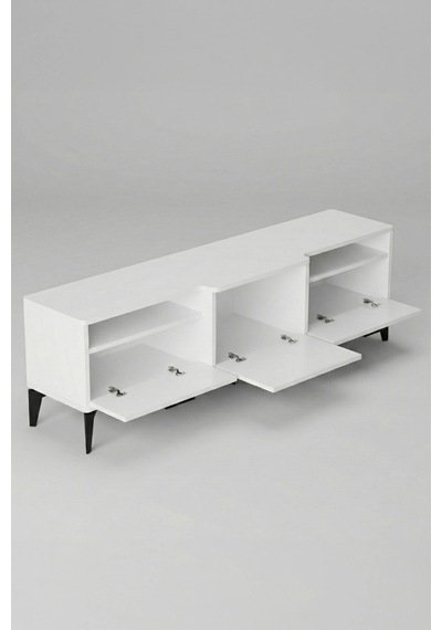 Mistral Tv Sehpası Metalik Beyaz 160x40 Cm Çok Renkli