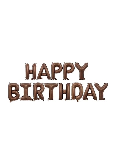 16 İnç Çikolata Kahverengi Happy Birthday Folyo Balon Set Çikolata Kahve