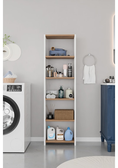 Alpaevmobilya Ahşap 5 Raflı 150 Cm Çok Amaçlı Açık Banyo Dolabı Düzenleyici Raf Ve Çamaşır Odası Dolabı Beyaz - Atlantik Çam Alpaevmobilya Ahşap 5 Raflı 150 Cm Çok Amaçlı Açık Banyo Dolabı Düzenleyici Raf Ve Çamaşır Odası Dolabı Beyaz - Atlantik Çam