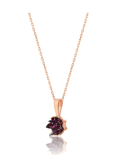 Zanaatsilver 925 ayar Gümüş Rose kaplama Ametist taşlı Lotus Çiçeği kolye
