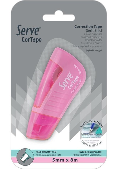 Serve Cortape Şerit Silici 5 Mm x 8 Mt Fosforlu Pembe