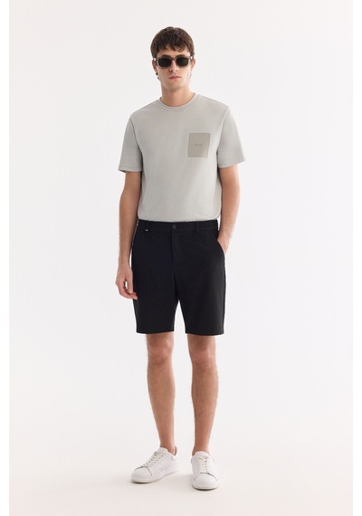 Avva Erkek Siyah Yanı Lastikli Gofreli Relaxed Fit Chino Şort A61y3730