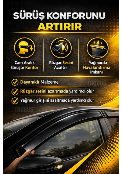 Volkswagen Passat B8 2015-2025 Mügen Cam Rüzgarlığı 4'lü Takım