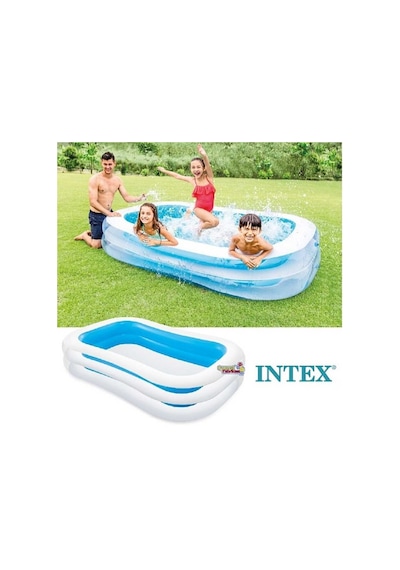 Intex 56483 Büyük Şişme Aile Havuzu Dış Bölme Şeffaf 262x175x56 c Çok Renkli