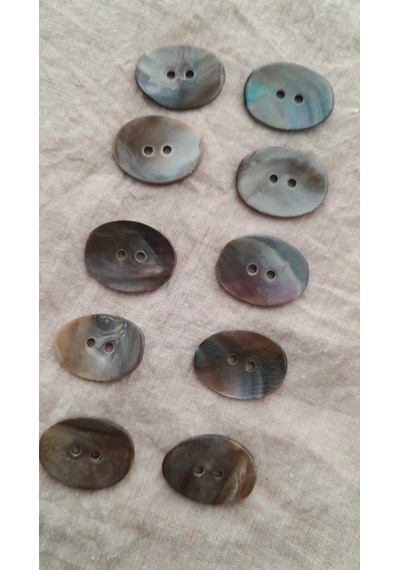Doğal Siyah Hakiki İnci Midye Kabugu Düğme -13x17 Mm 12 Adet
